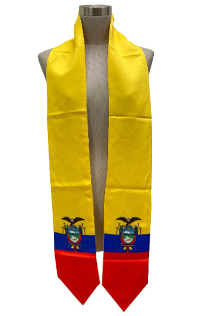 Ecuador Flag Graduation Stole, Sash, Cultural Heritage Stole, Hand-Imprinted Sash