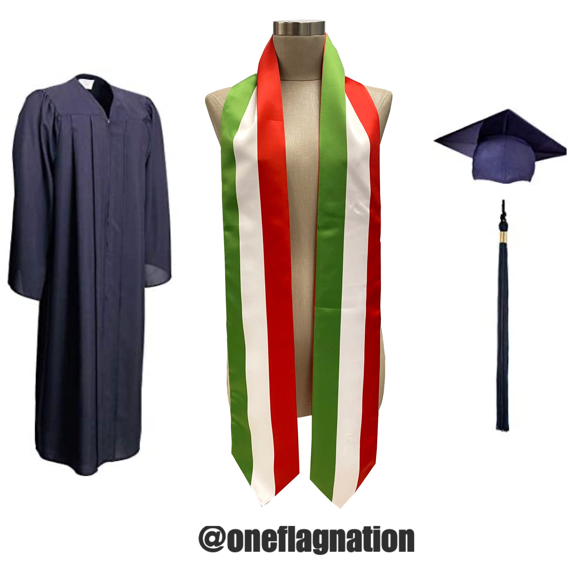Italy Flag Graduation Stole, Sash, Unique Sash, Satin and Polyester Stole