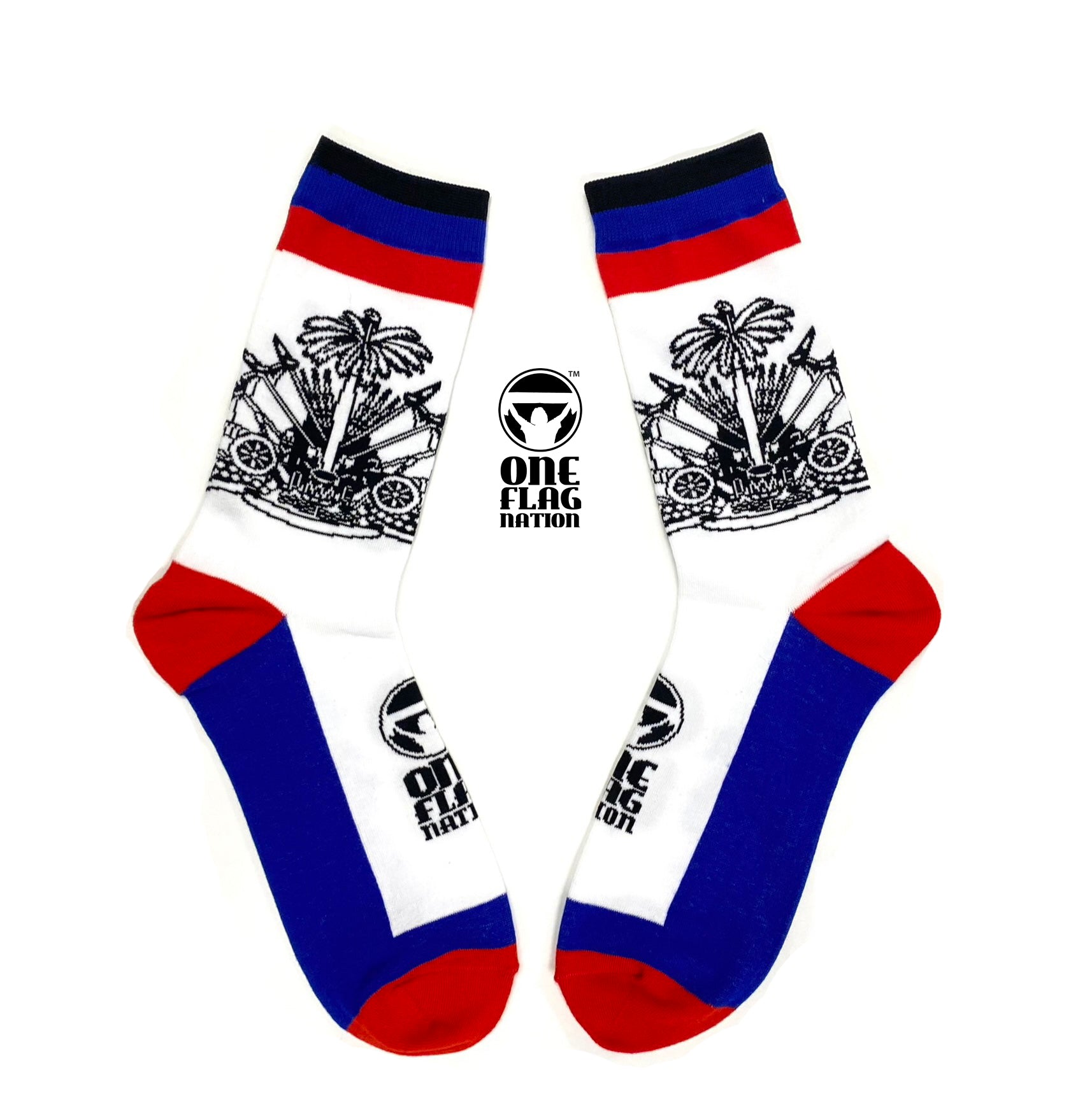 New Haiti Coat of Arms Blue & Red Stripes Socks (Unisex)