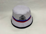 New Haitian Flag White Bucket Hat with Blue and Red Stripes (Unisex)