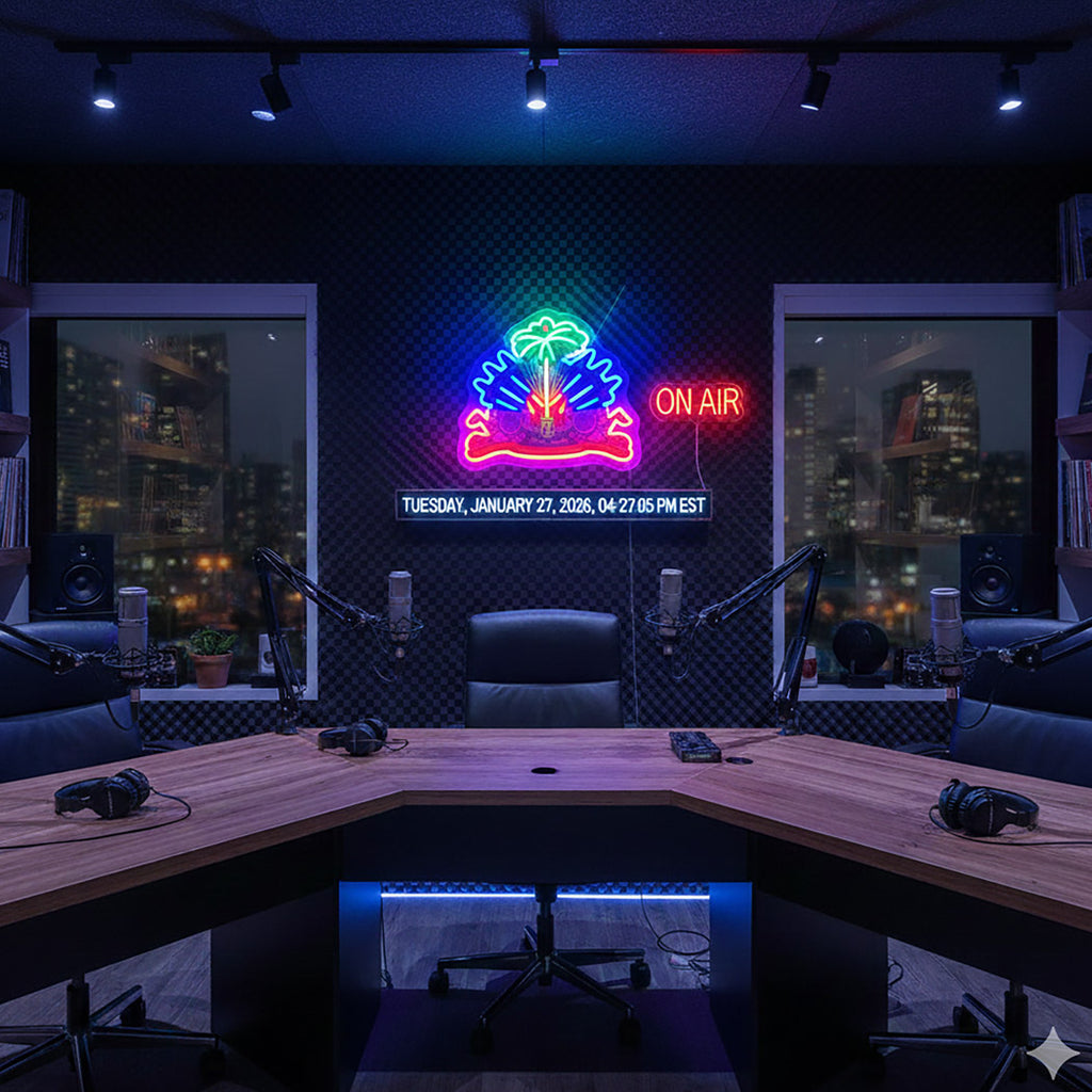 Haiti Haitian Flag "Coat of Arms" LED Neon sign