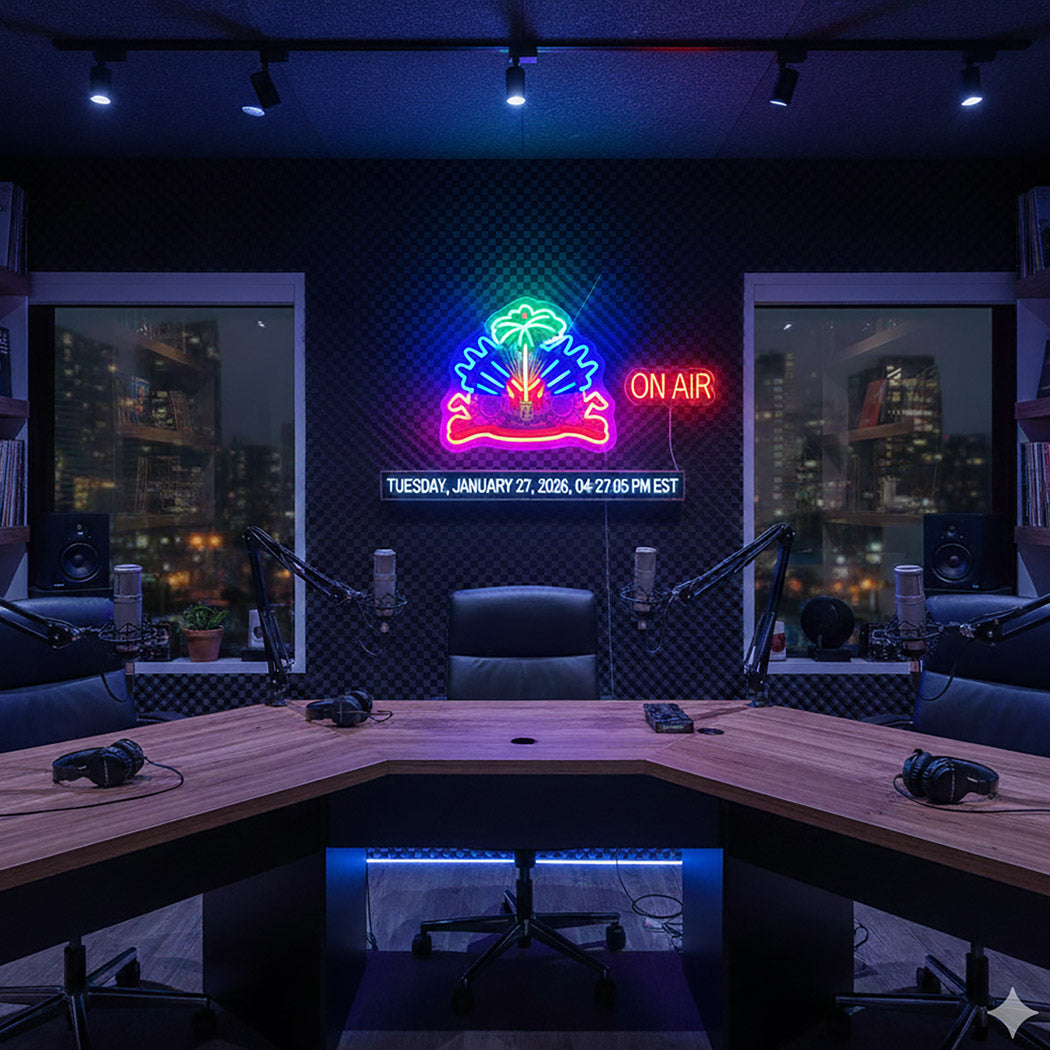 Haiti Haitian Flag "Coat of Arms" LED Neon sign