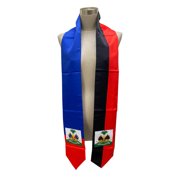 Limited Edition Haitian Unity Mixed Flag Stole, Sash, Heirloom-quality Sash, Imprinted by hand