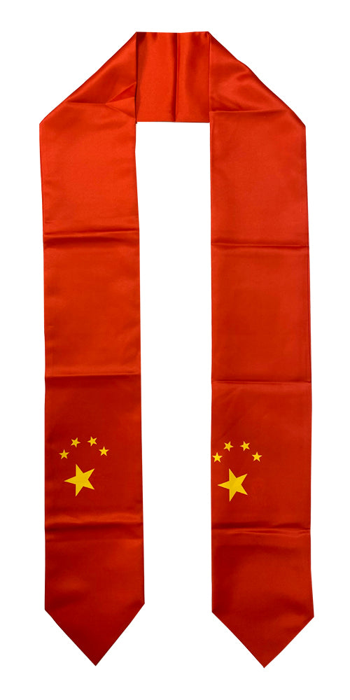 China Chinese Flag Graduation Stole, Sash, China pride stole, Unique satin Sash