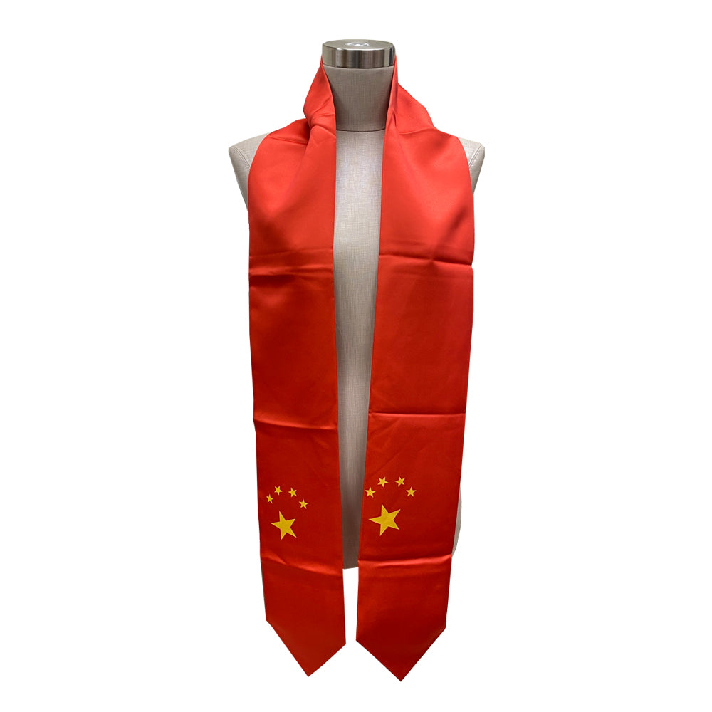 China Chinese Flag Graduation Stole, Sash, China pride stole, Unique satin Sash