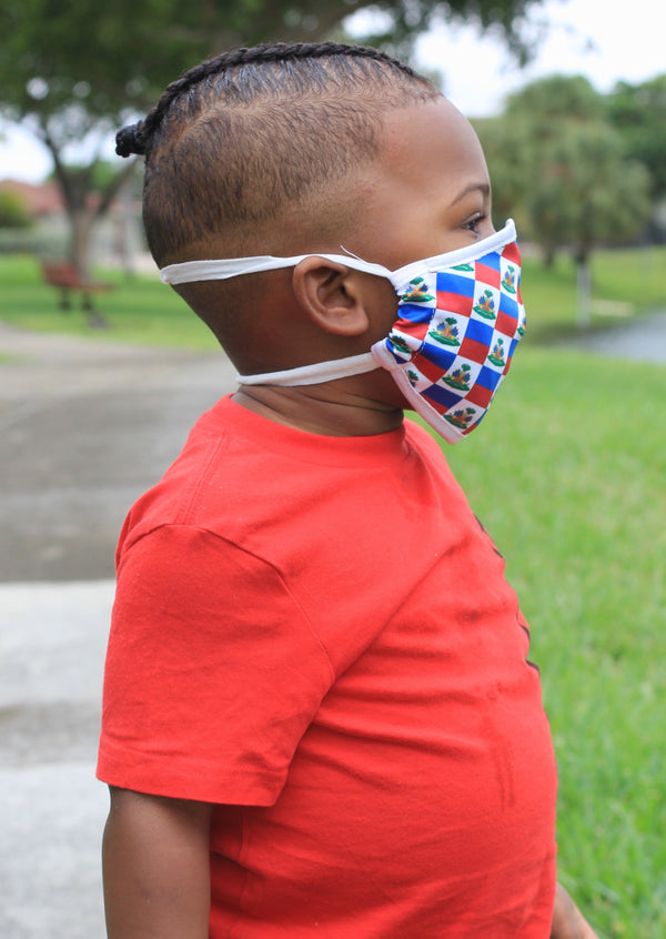 New Arrivals Haitian Pride Face Mask for Kids (Boys & Girls) with filter pocket