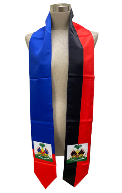 Limited Edition Haitian Unity Mixed Flag Stole, Sash, Heirloom-quality Sash, Imprinted by hand