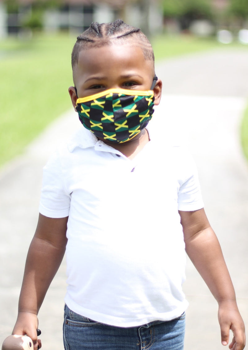 New Arrivals Jamaican Pride Face Mask for Kids (Boys & Girls) with filter pocket