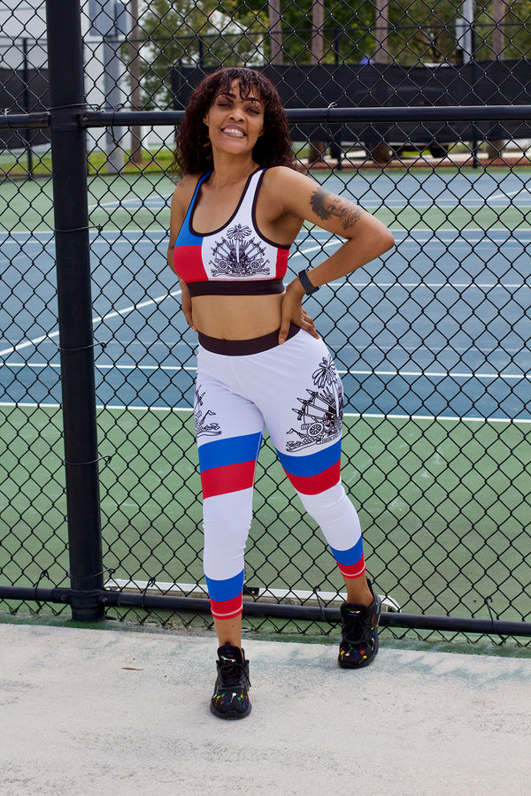 New Haitian Flag Blue and Red Stripes Legging & Sports Bra Collection