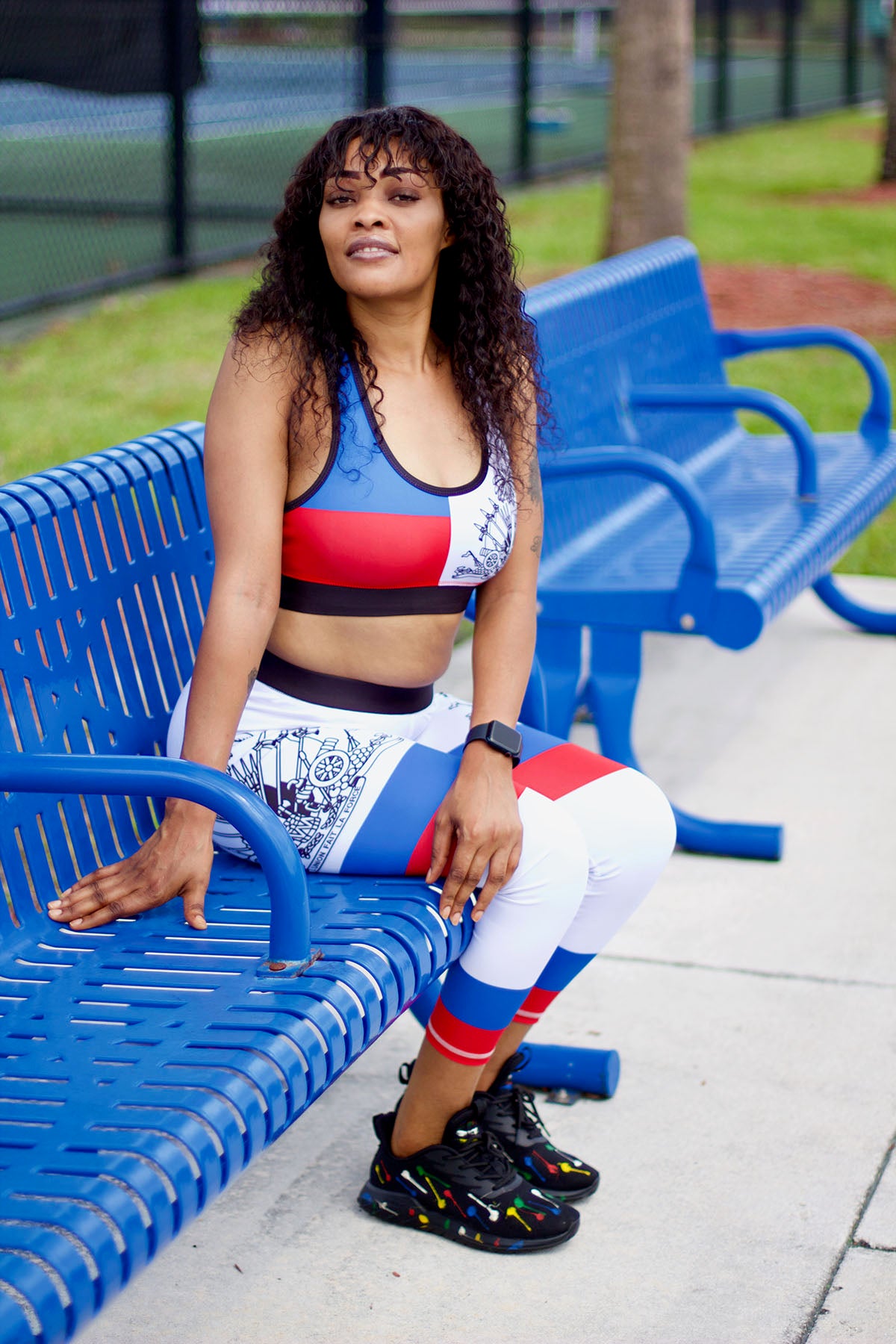 New Haitian Flag Blue and Red Stripes Sports Bra Collection