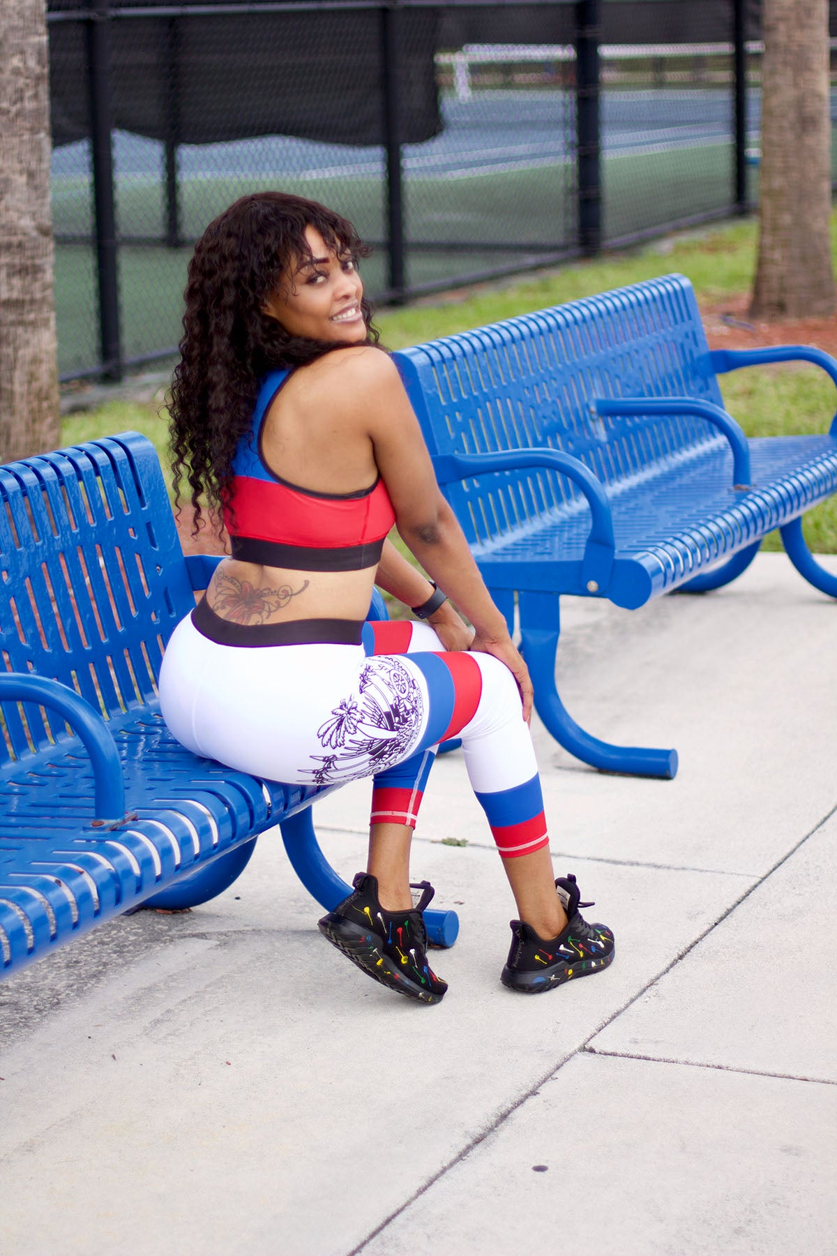 New Haitian Flag Blue and Red Stripes Sports Bra Collection