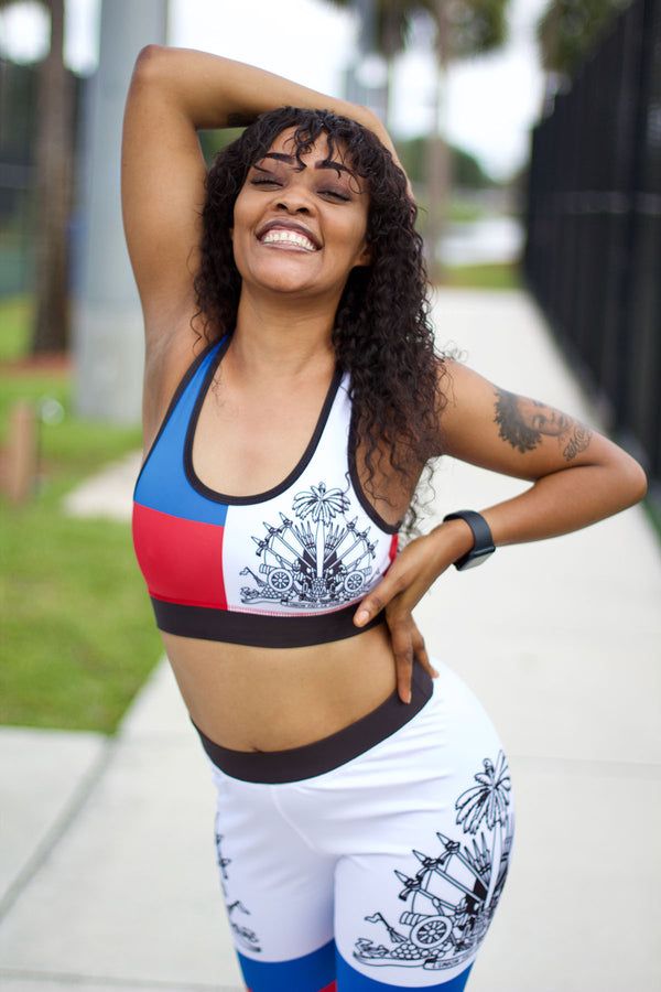 New Haitian Flag Blue and Red Stripes Sports Bra Collection