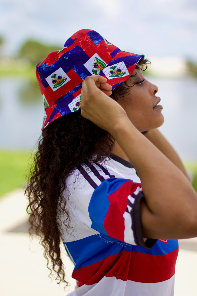 New Haitian Flag Pattern Bucket Hat