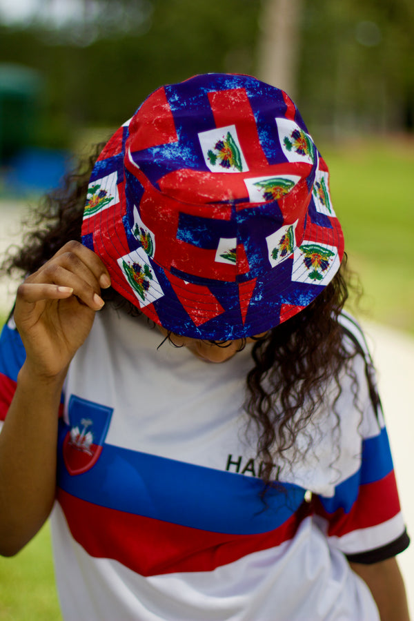 New Haitian Flag Pattern Bucket Hat
