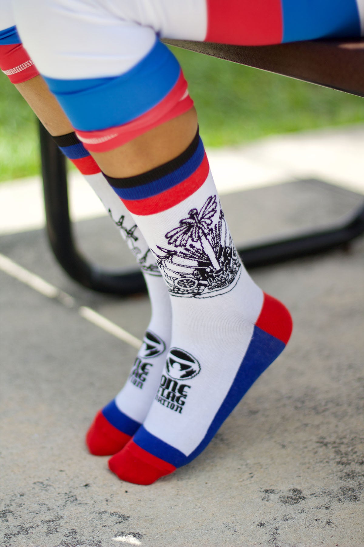 New Haiti Coat of Arms Blue & Red Stripes Socks (Unisex)