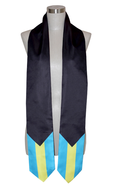 Bahamas Flag Graduation Stole, Sash, High quality Material, Imprinted by hand