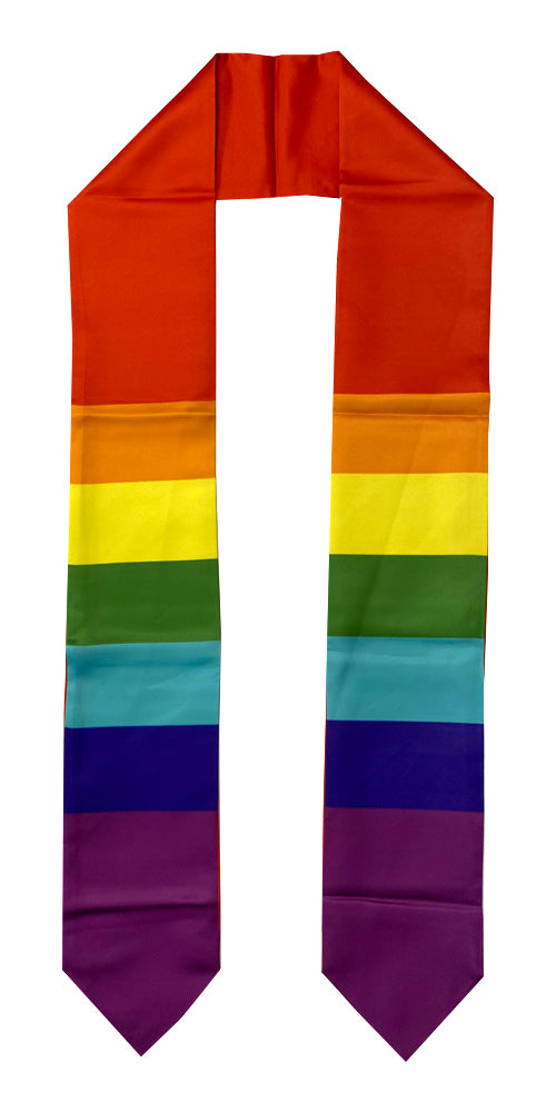 Rainbow Pride (LGBT) Flag Graduation Stole, Sash, Hand-Imprinted Pride Stole