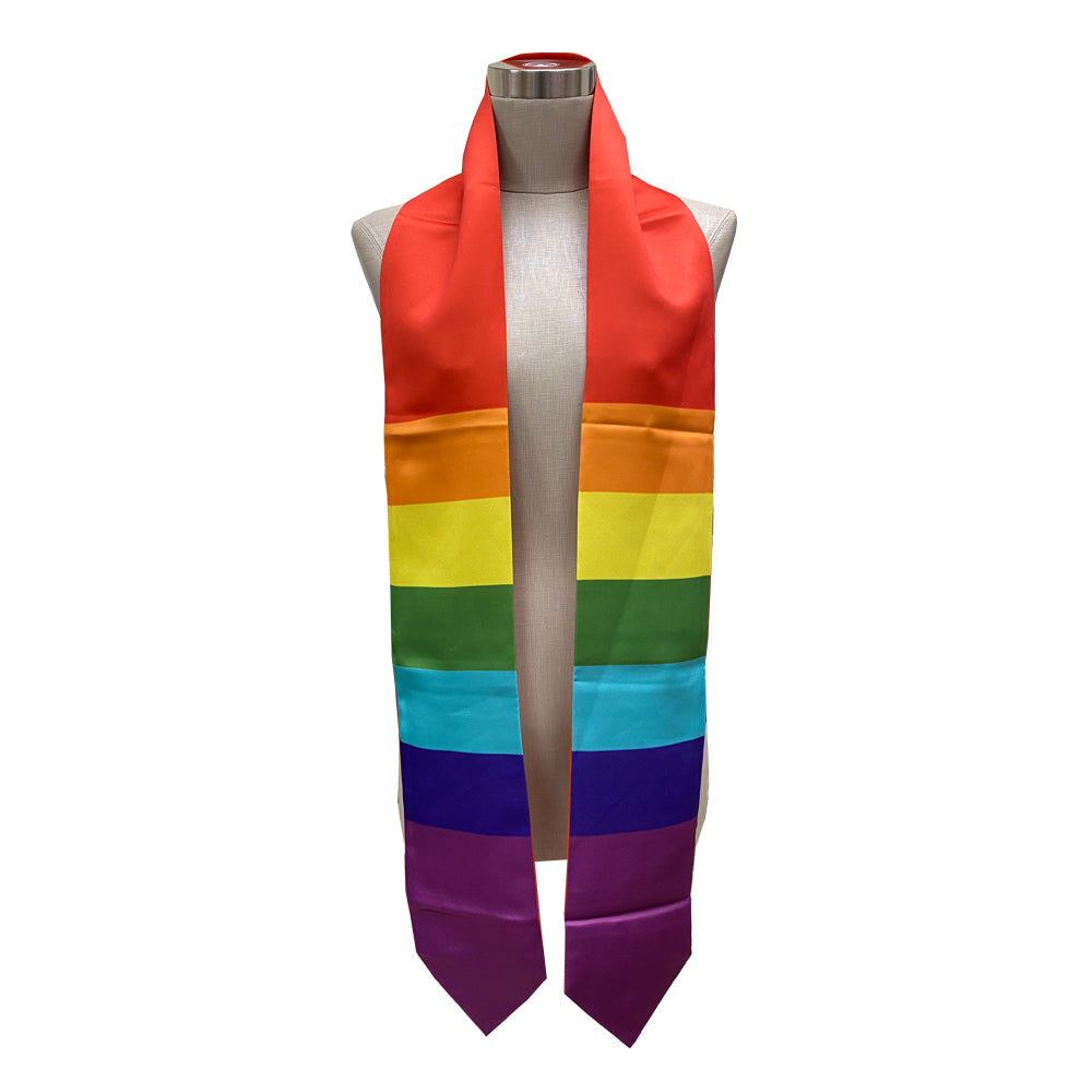 Rainbow Pride (LGBT) Flag Graduation Stole, Sash, Hand-Imprinted Pride Stole