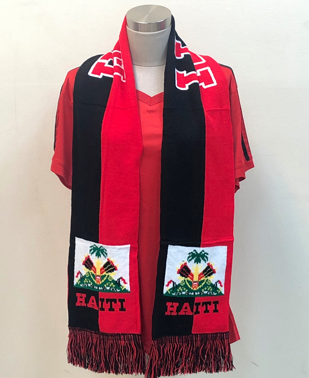 Black & Red Haitian Flag Scarf Retro