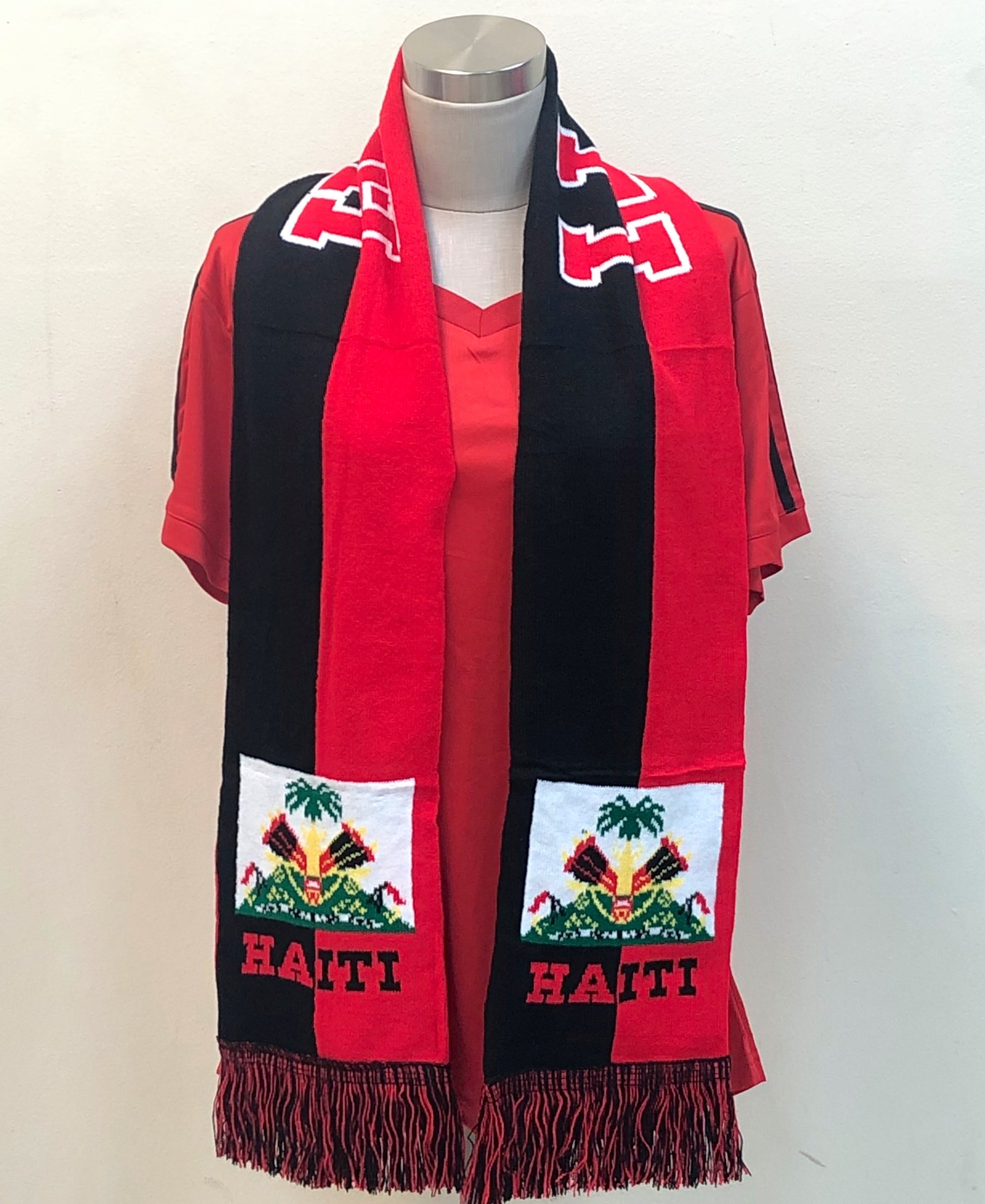 Black & Red Haitian Flag Scarf Retro