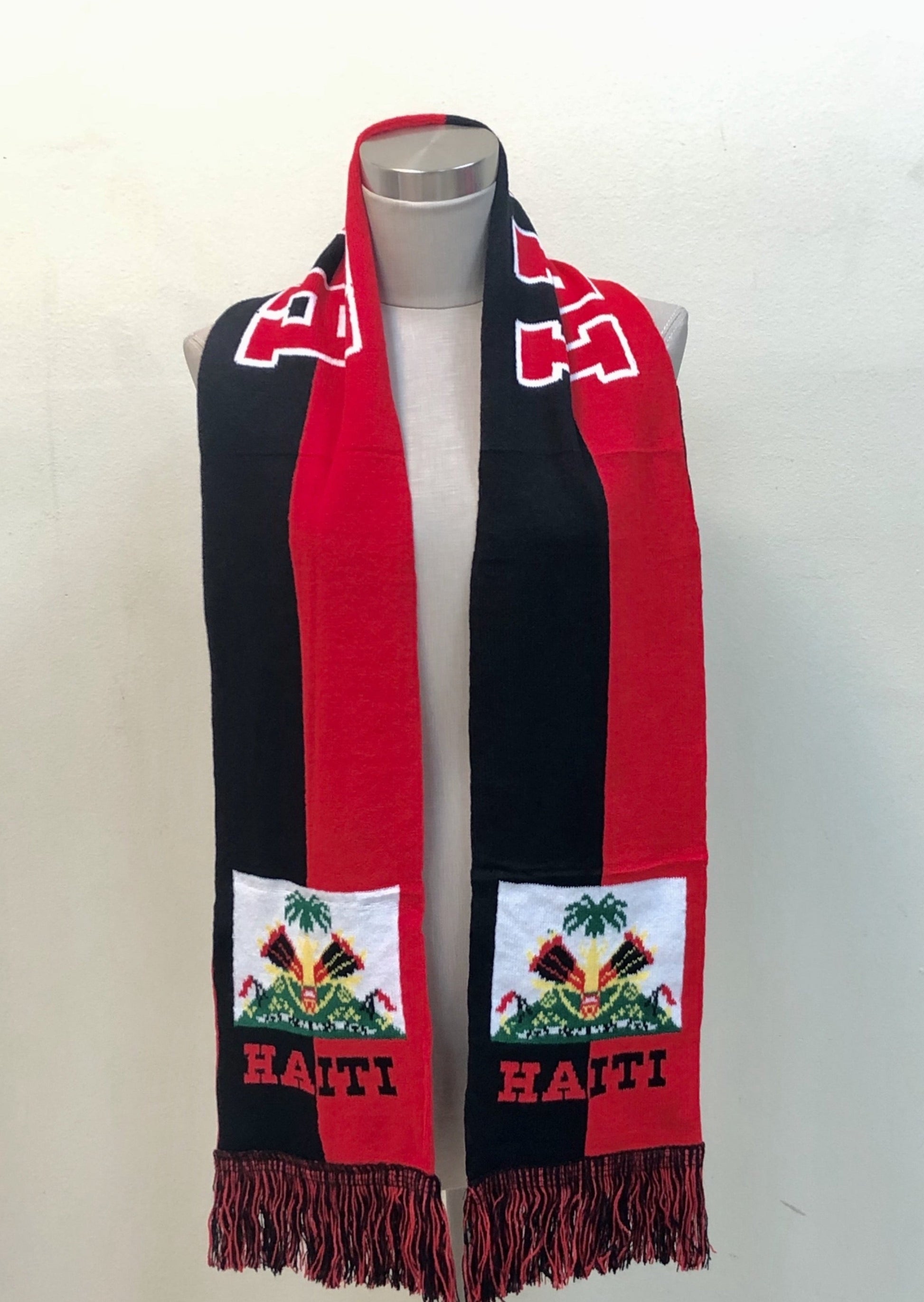 Black & Red Haitian Flag Scarf Retro